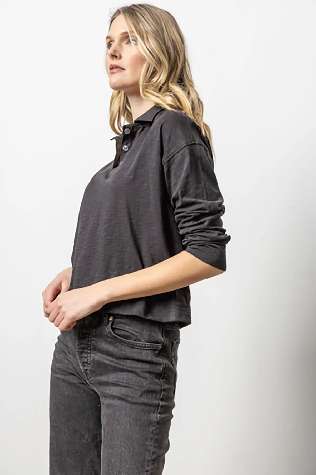 Long Sleeve Drop Shoulder Polo sold by French Cuff product image thumbnail 2