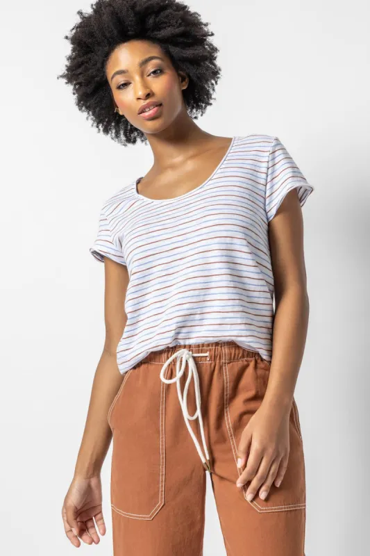 Striped Scoop Neck Tee sold by French Cuff