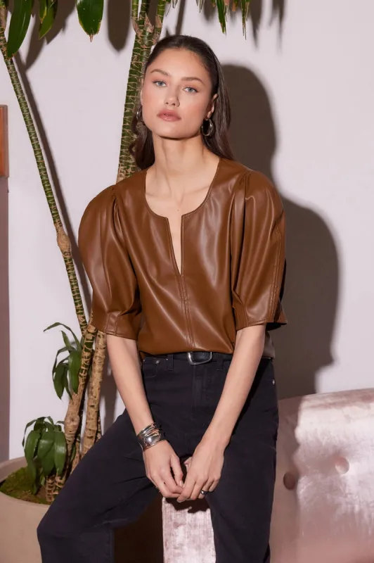 Poof Leather Blouse sold by French Cuff