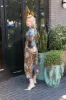 Brown Floral Long Sleeve V-Neck Midi Dress sold by French Cuff