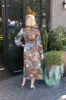 Brown Floral Long Sleeve V-Neck Midi Dress sold by French Cuff