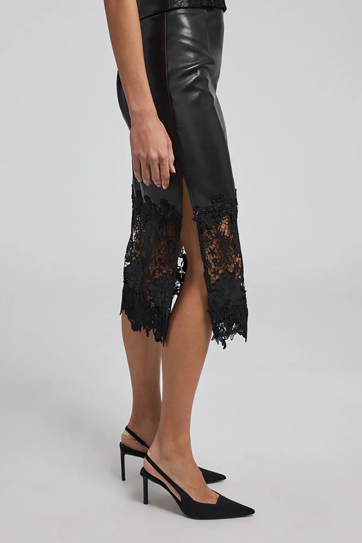 Chantira Vegan Leather Guipure Combo Skirt sold by French Cuff product image thumbnail 4