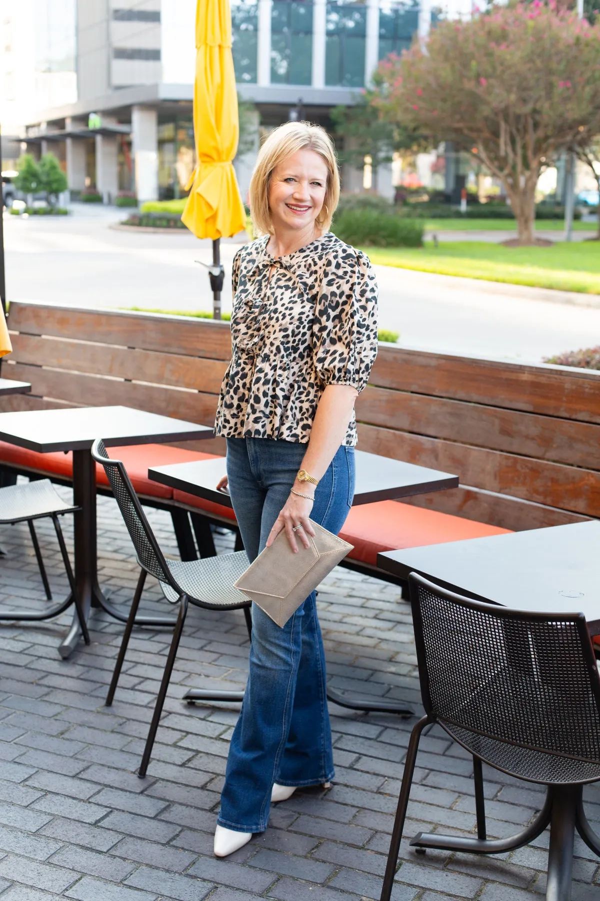 Leopard Puff Sleeve Peplum Tie Top sold by French Cuff product image thumbnail 2