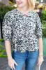Leopard Puff Sleeve Peplum Tie Top sold by French Cuff