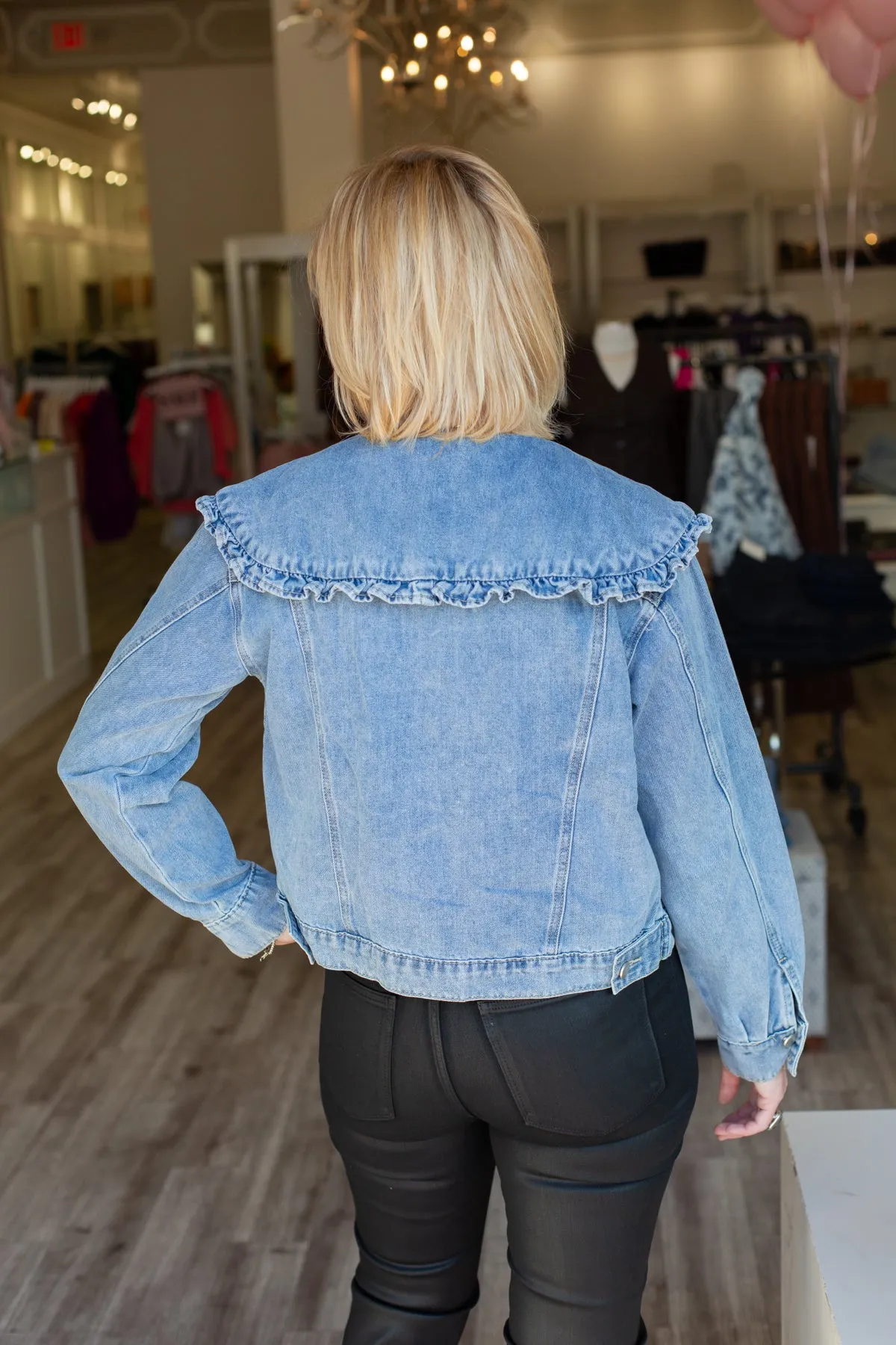 Denim Jacket with Peter Pan Collar sold by French Cuff product image thumbnail 3