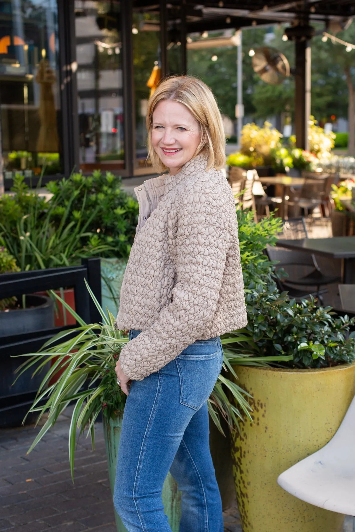 Taupe Longsleeve Quilted Puff Jacket sold by French Cuff product image thumbnail 3