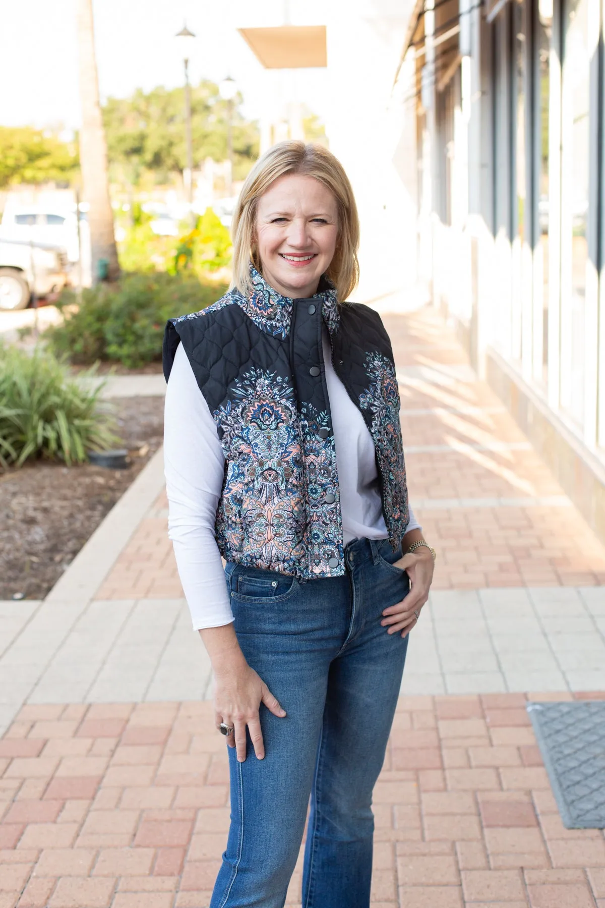 Black Multi Cropped Quilted Vest sold by French Cuff