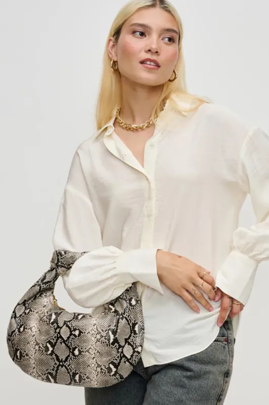 Charlene Faux Snake Print Knot Shoulder Bag made by Urban Expressions