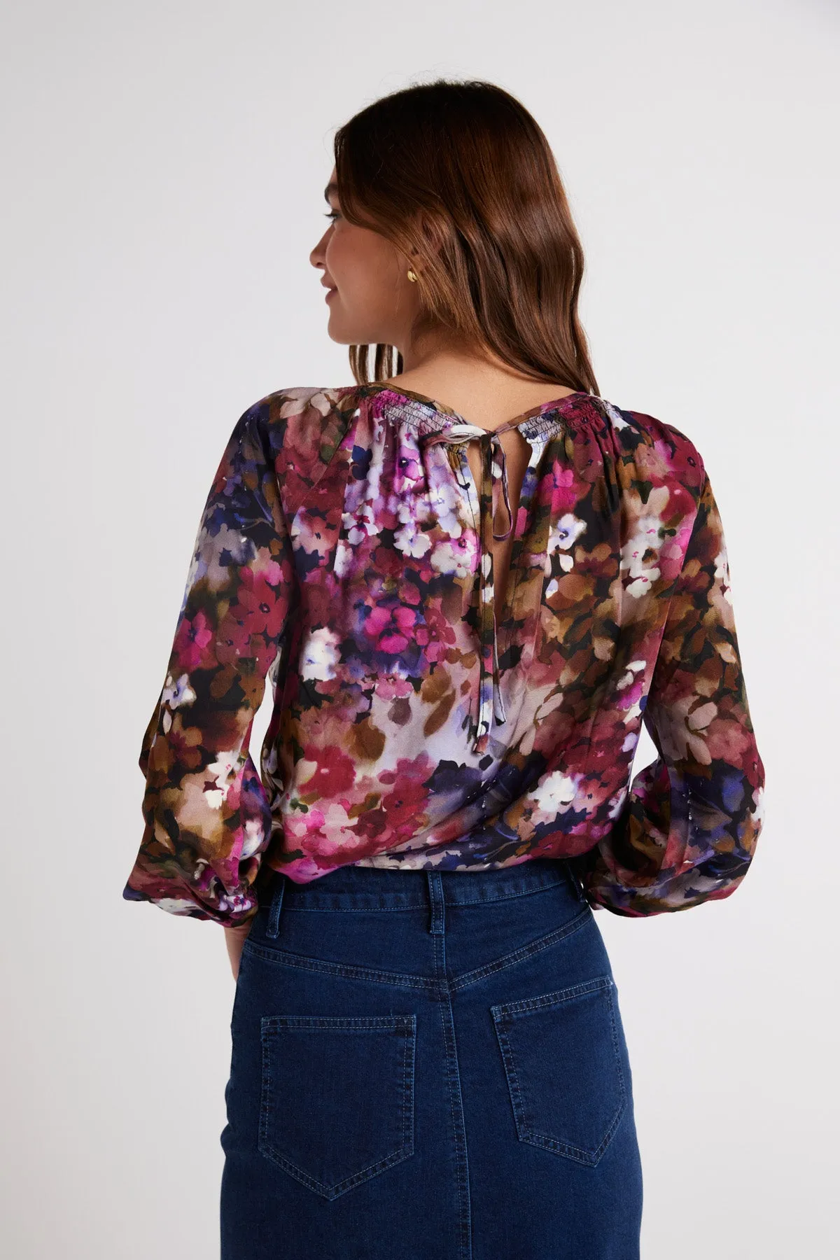 Smocked Neck Raglan Sleeve Top sold by French Cuff product image thumbnail 3