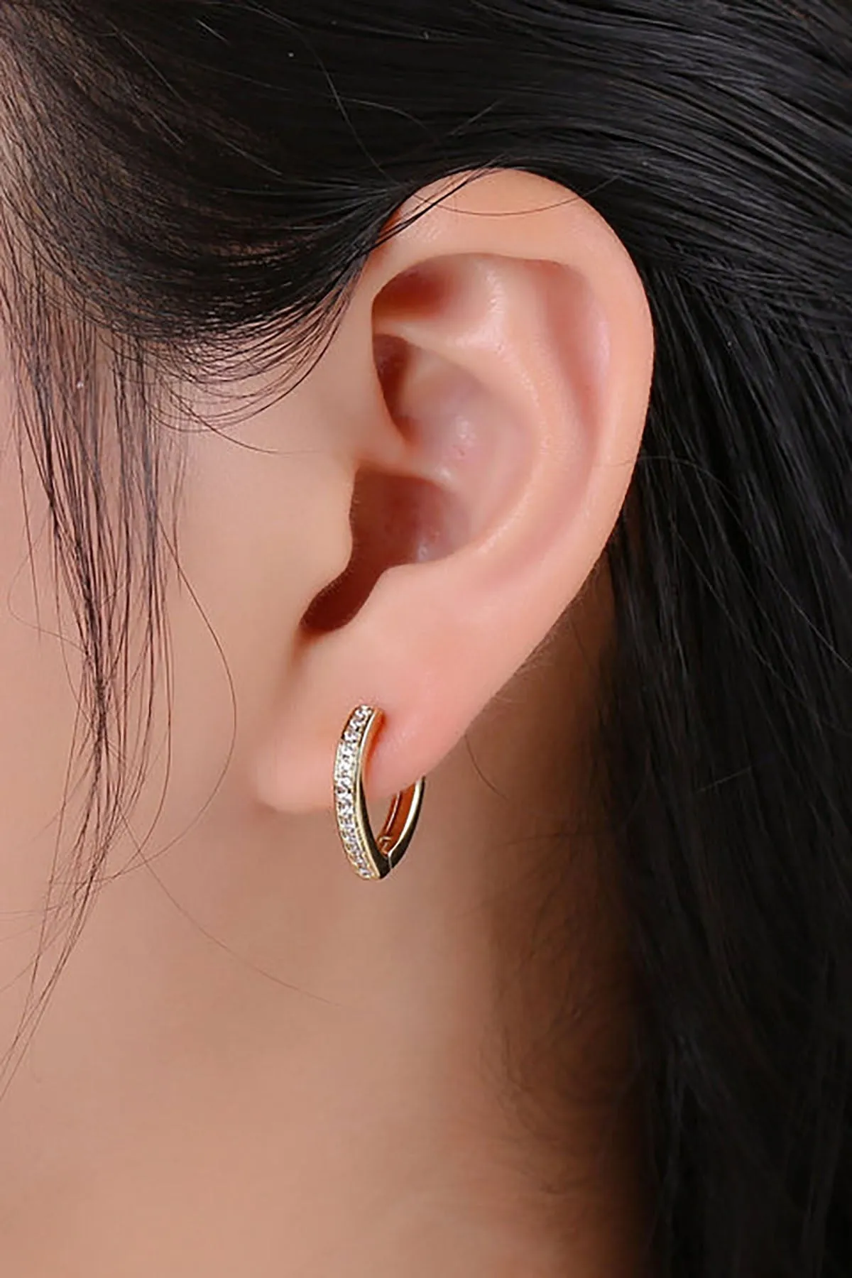 24K Gold Filled Clear Black Baguette Stud Earrings sold by French Cuff