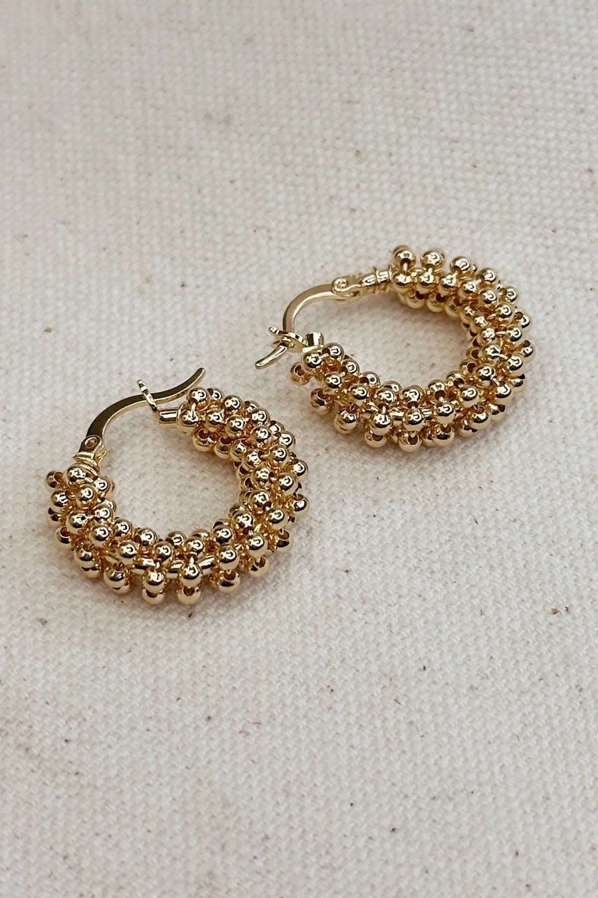 18k Gold Filled Beaded Cluster Hoop Earrings sold by French Cuff product image thumbnail 2