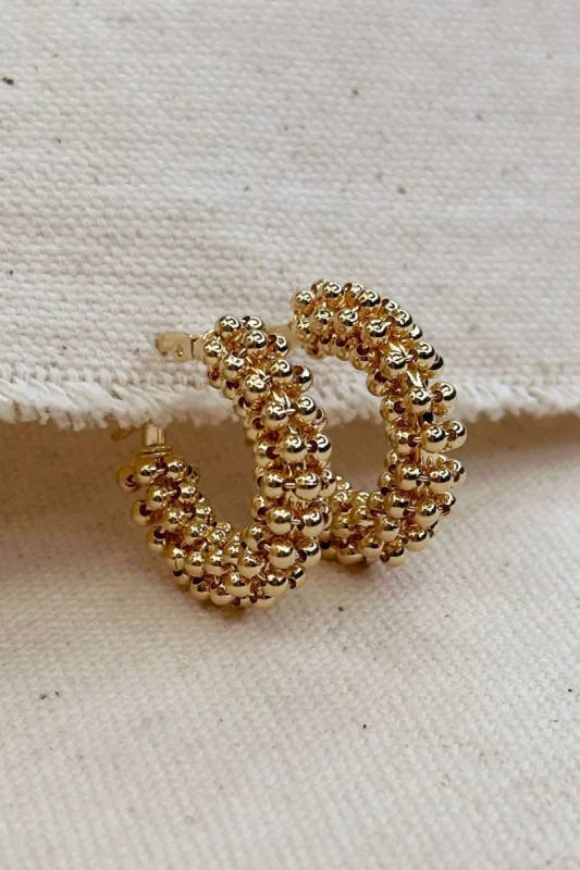 18k Gold Filled Beaded Cluster Hoop Earrings sold by French Cuff