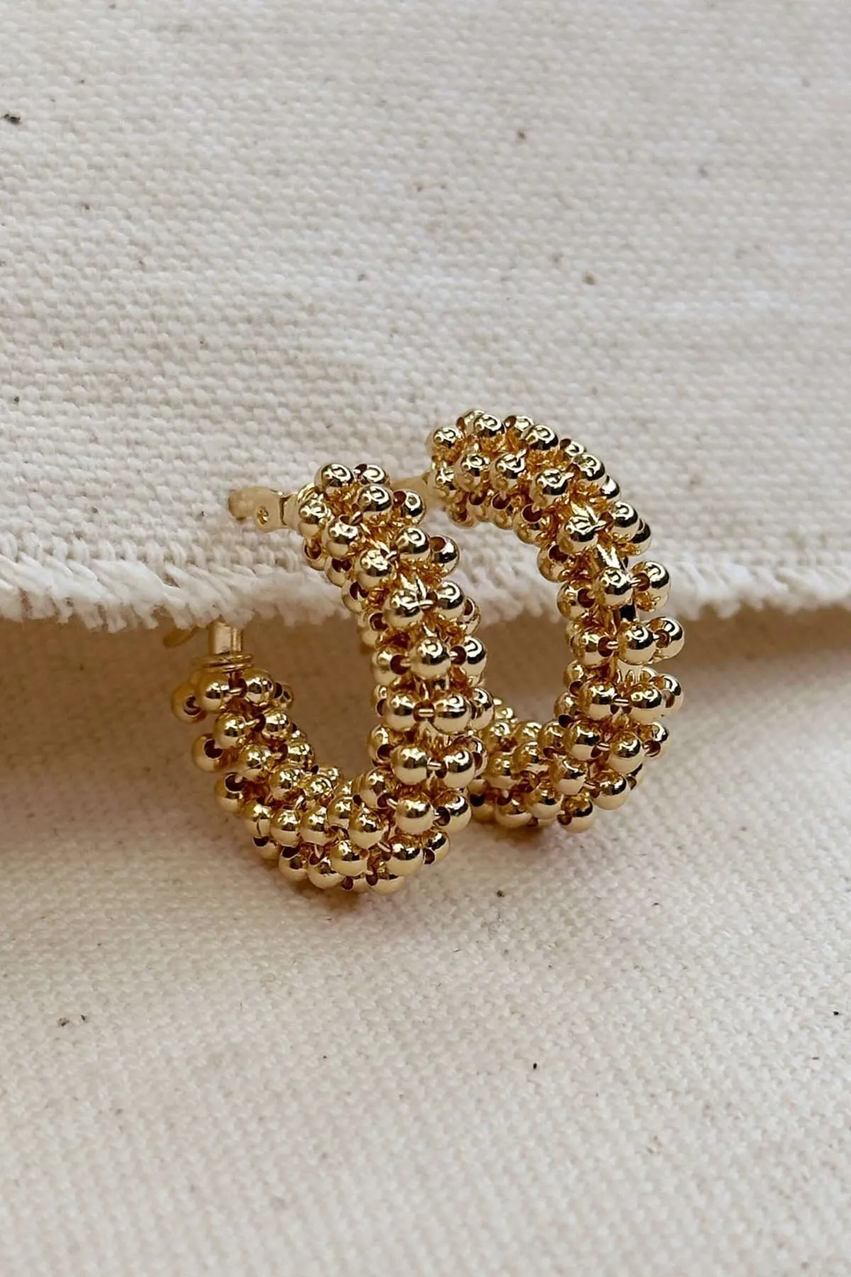 18k Gold Filled Beaded Cluster Hoop Earrings sold by French Cuff