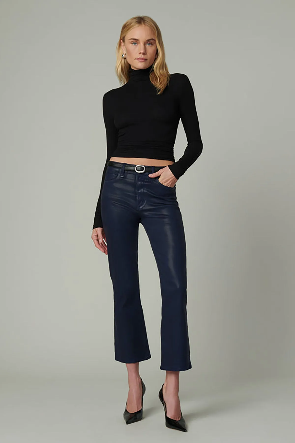 The Callie Coated Cropped Bootcut sold by French Cuff