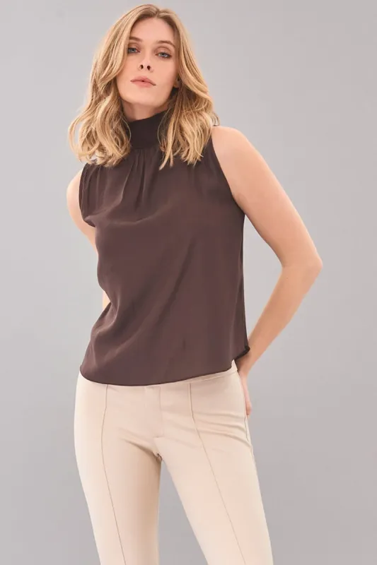 Satin Sleeveless Turtleneck Top sold by French Cuff