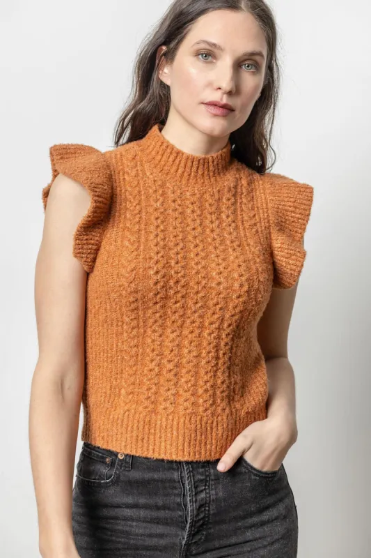 Flutter Sleeve Mock Neck Sweater sold by French Cuff