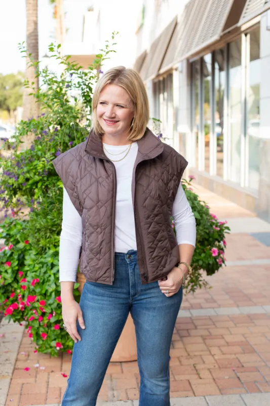 Brown Quilted Vest sold by French Cuff