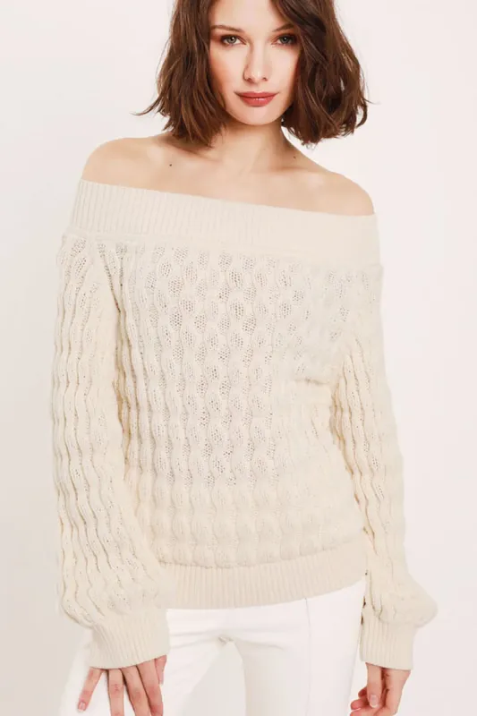 Ivy Wavy Off Shoulder Sweater sold by French Cuff