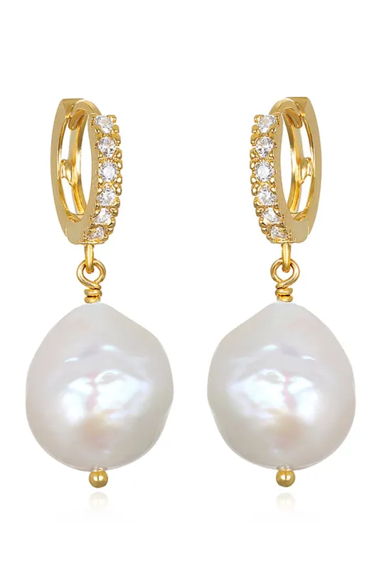 Baroque Pearl Huggies sold by French Cuff