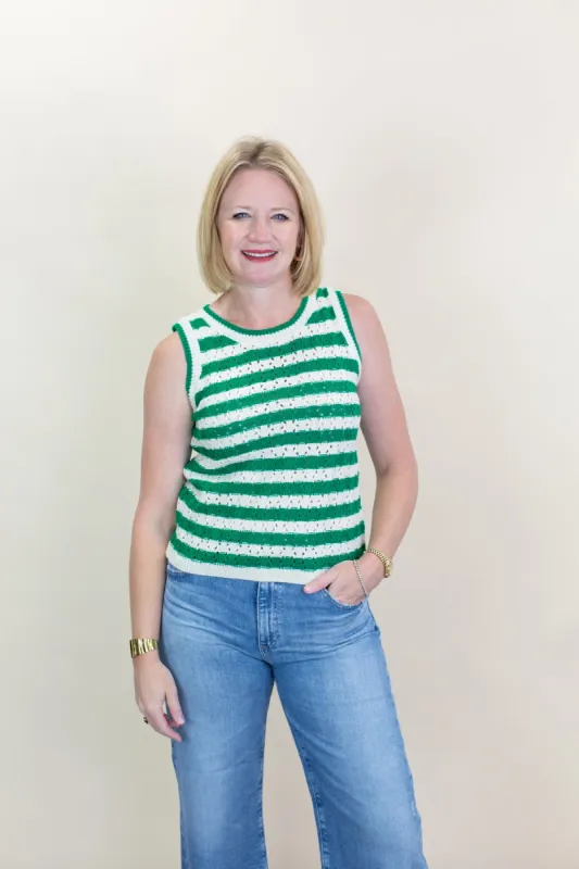 Green/White Striped Sweater Tank sold by French Cuff