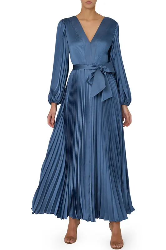 Nadie Solid Pleated Satin Dress sold by French Cuff