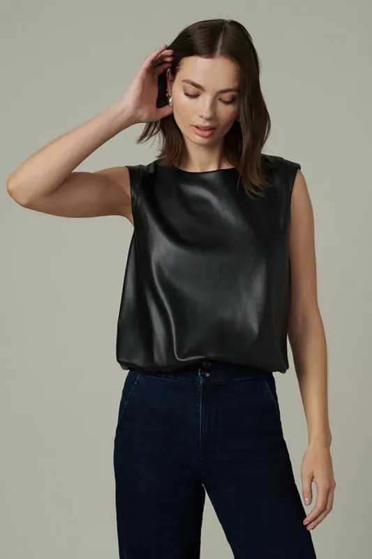 The Maeve Vegan Leather Sleeveless Top sold by French Cuff