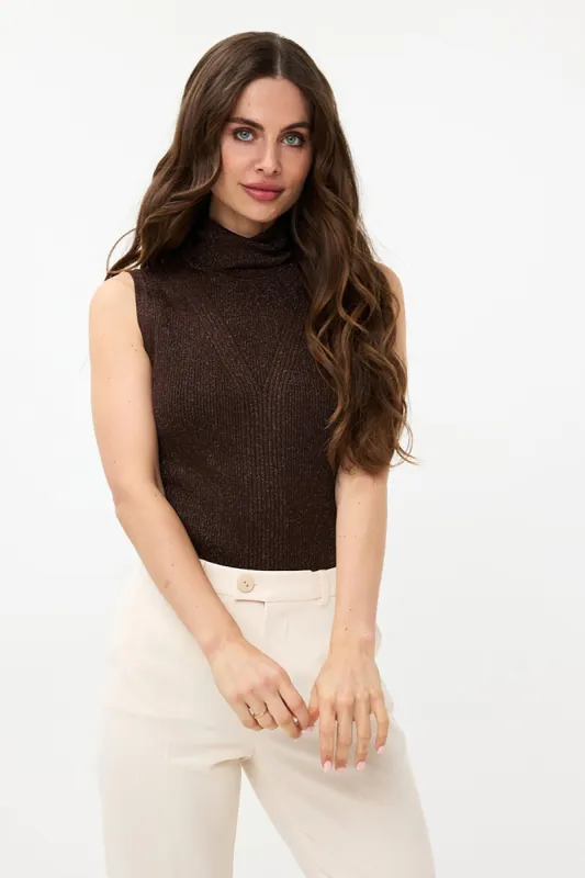 Sleeveless Lurex Turtleneck Sweater sold by French Cuff