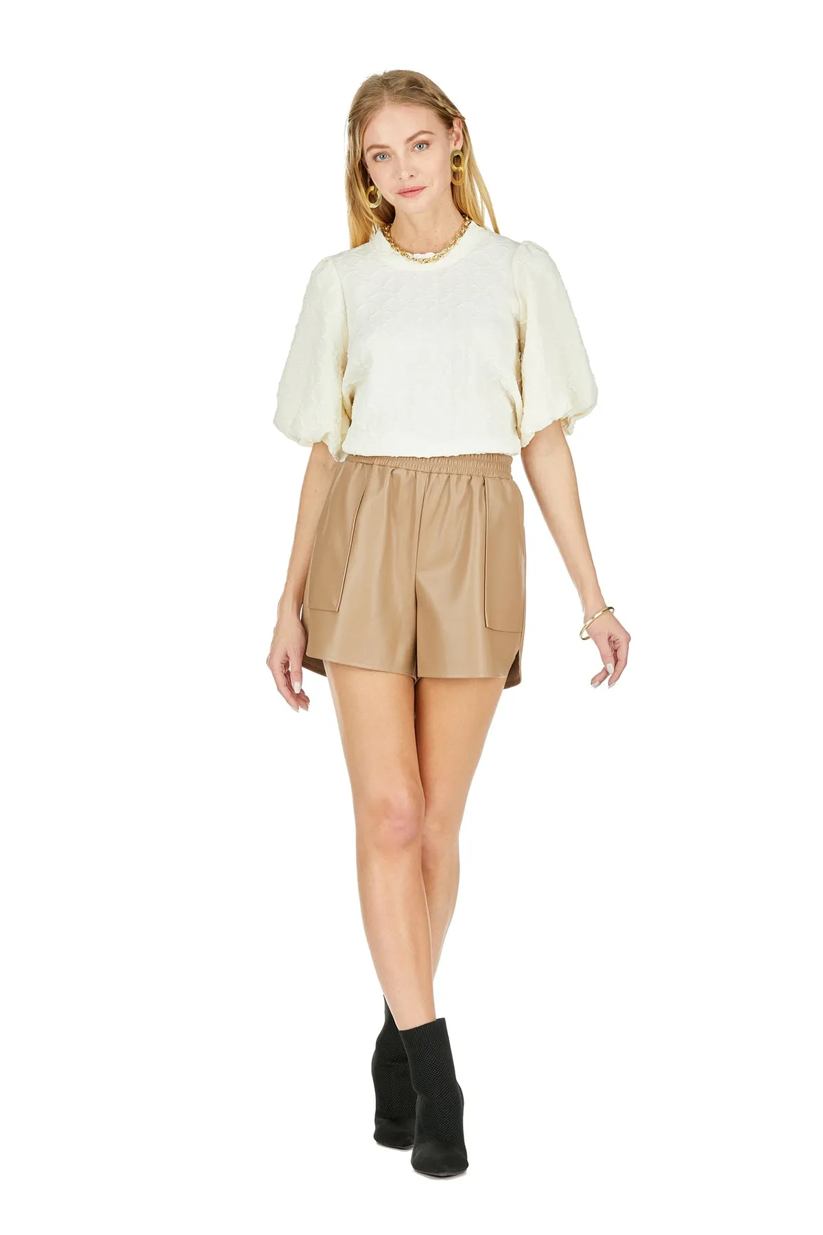 Faux Leather Shorts sold by French Cuff