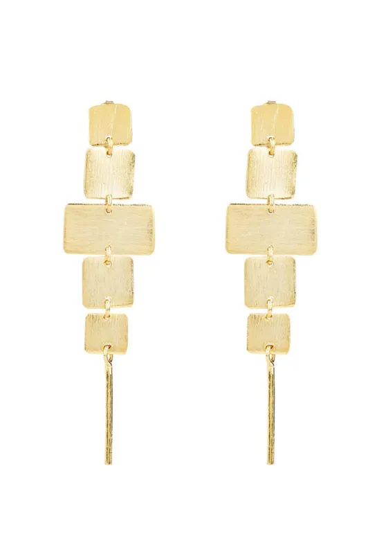 Gold Brushed Square Drop Earrings sold by French Cuff