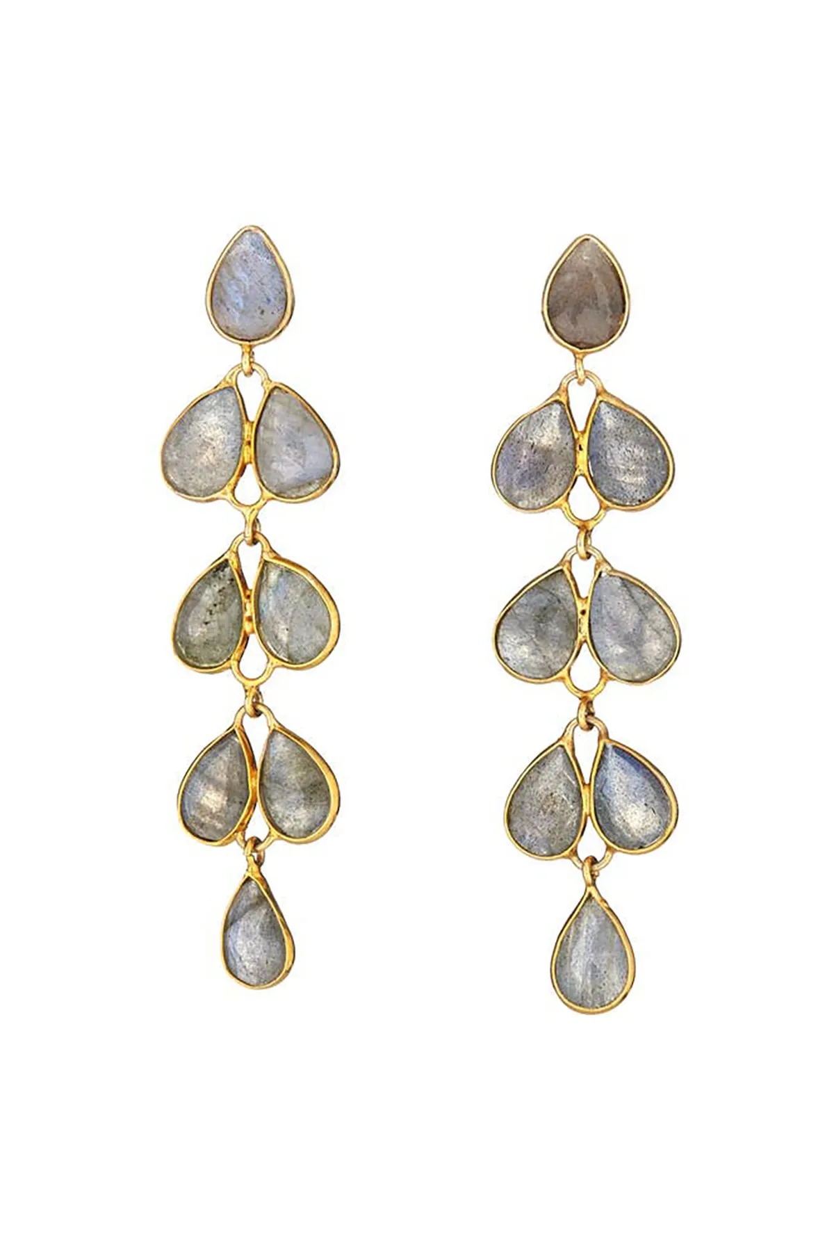 Labradorite, Feather Drop Gemstone Earrings sold by French Cuff