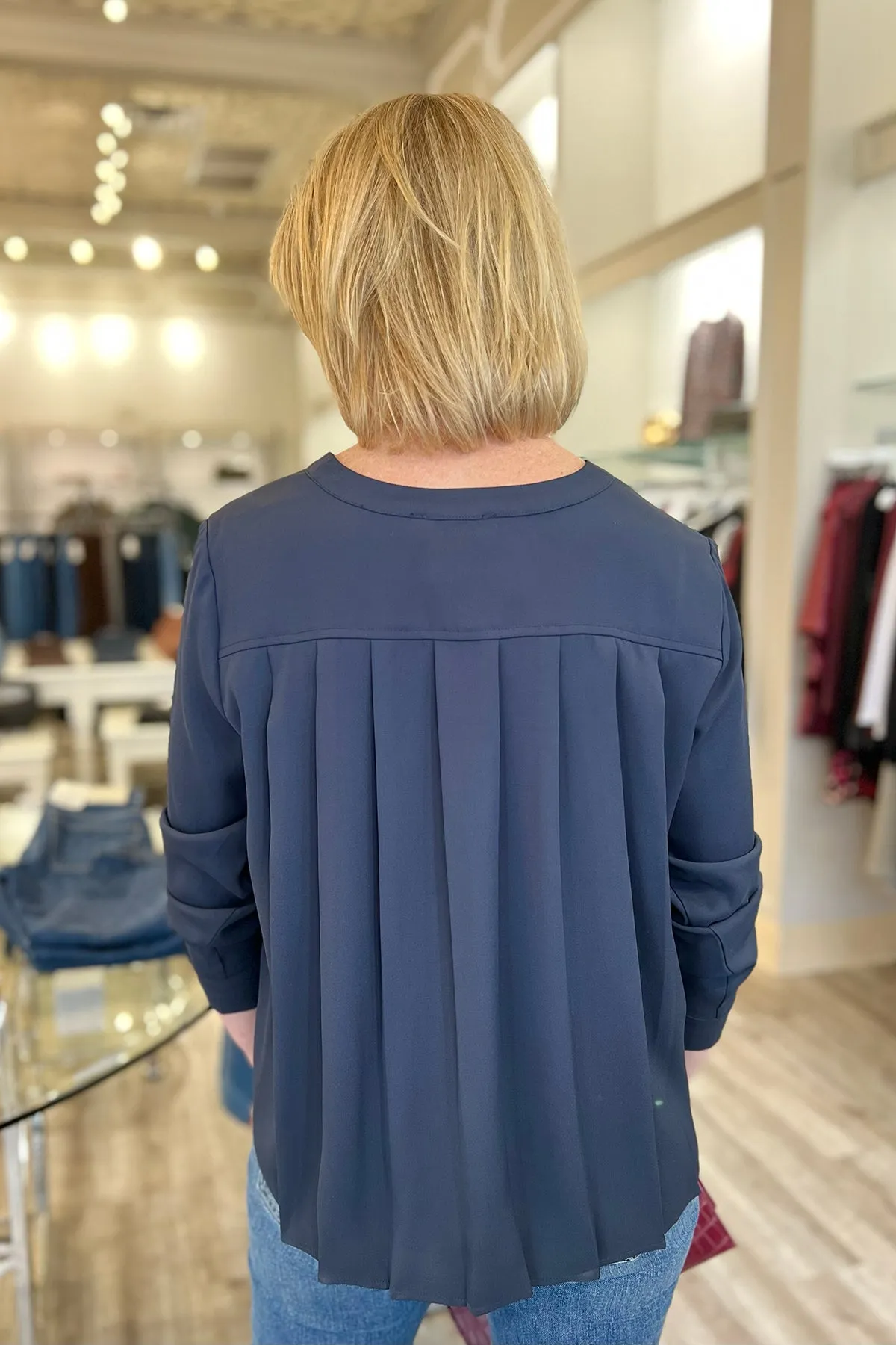 Slate Navy V-Neck Button Down Blouse sold by French Cuff product image thumbnail 3