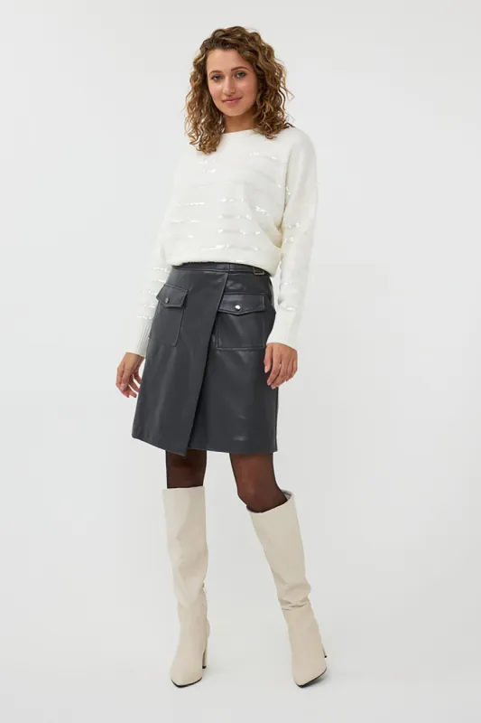 Overlap Vegan Leather Skirt sold by French Cuff