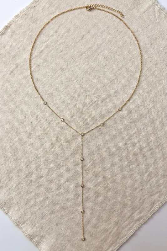 18k Gold Filled Lariat Necklace with Bezel sold by French Cuff