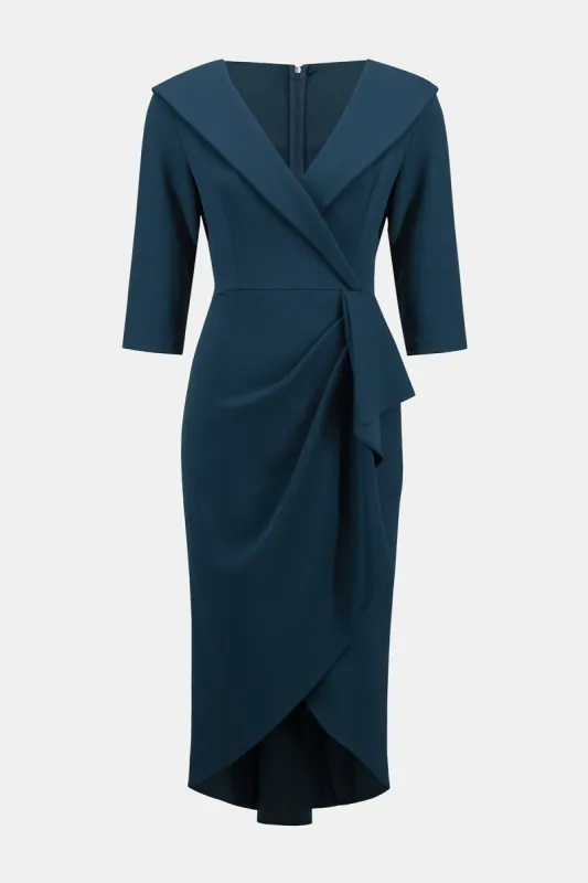 Scuba Crepe Ruffled Sheath Dress sold by French Cuff