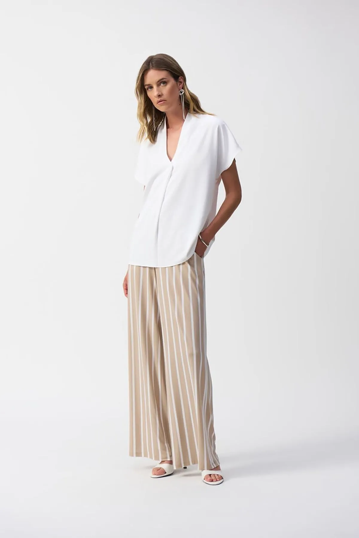 Striped Silky Knit Wide-Leg Pants sold by French Cuff