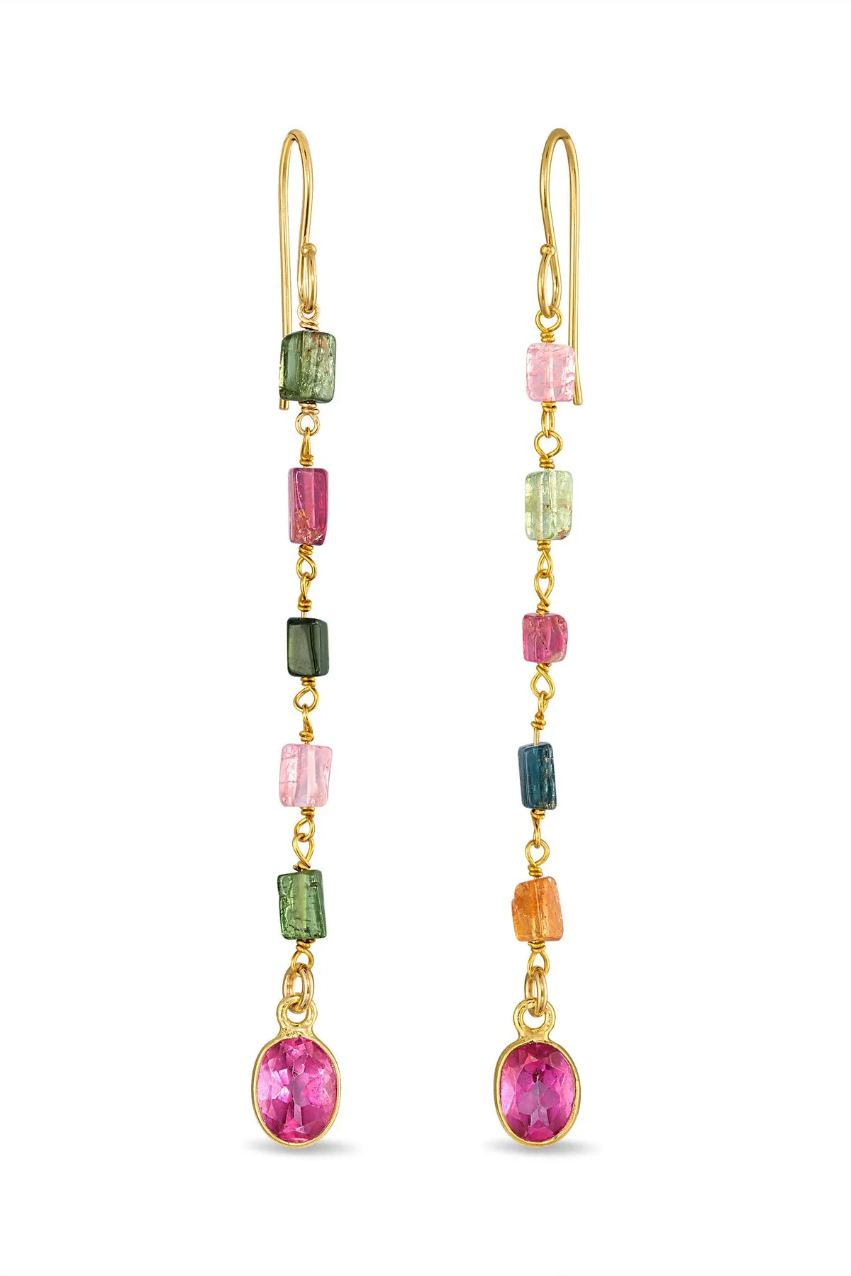 Tourmaline & Pink Topaz Dangles sold by French Cuff