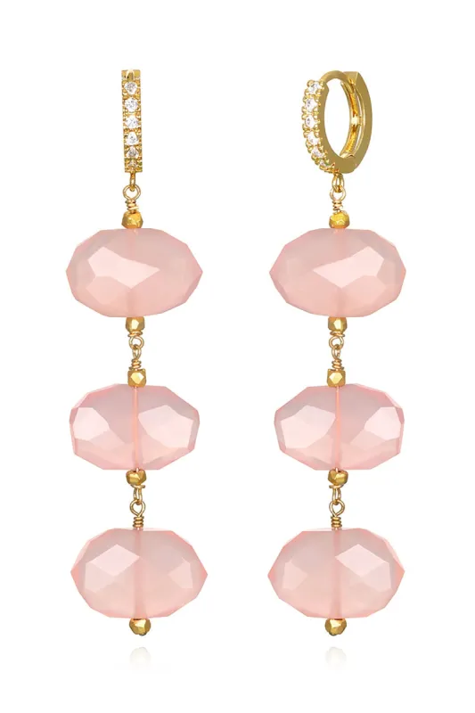 Pink Chalcedony Sparkle Huggies sold by French Cuff