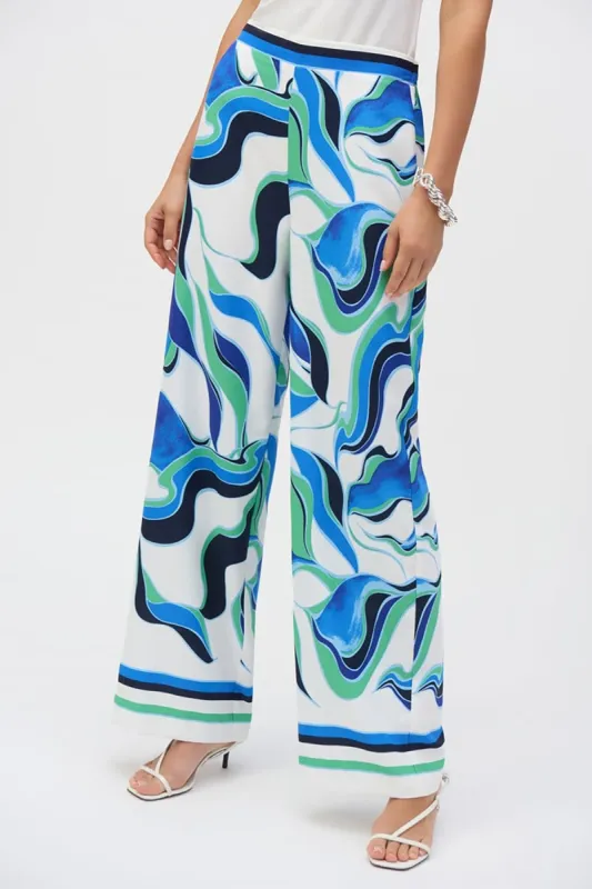 Woven Abstract Print Wide-Leg Pants sold by French Cuff
