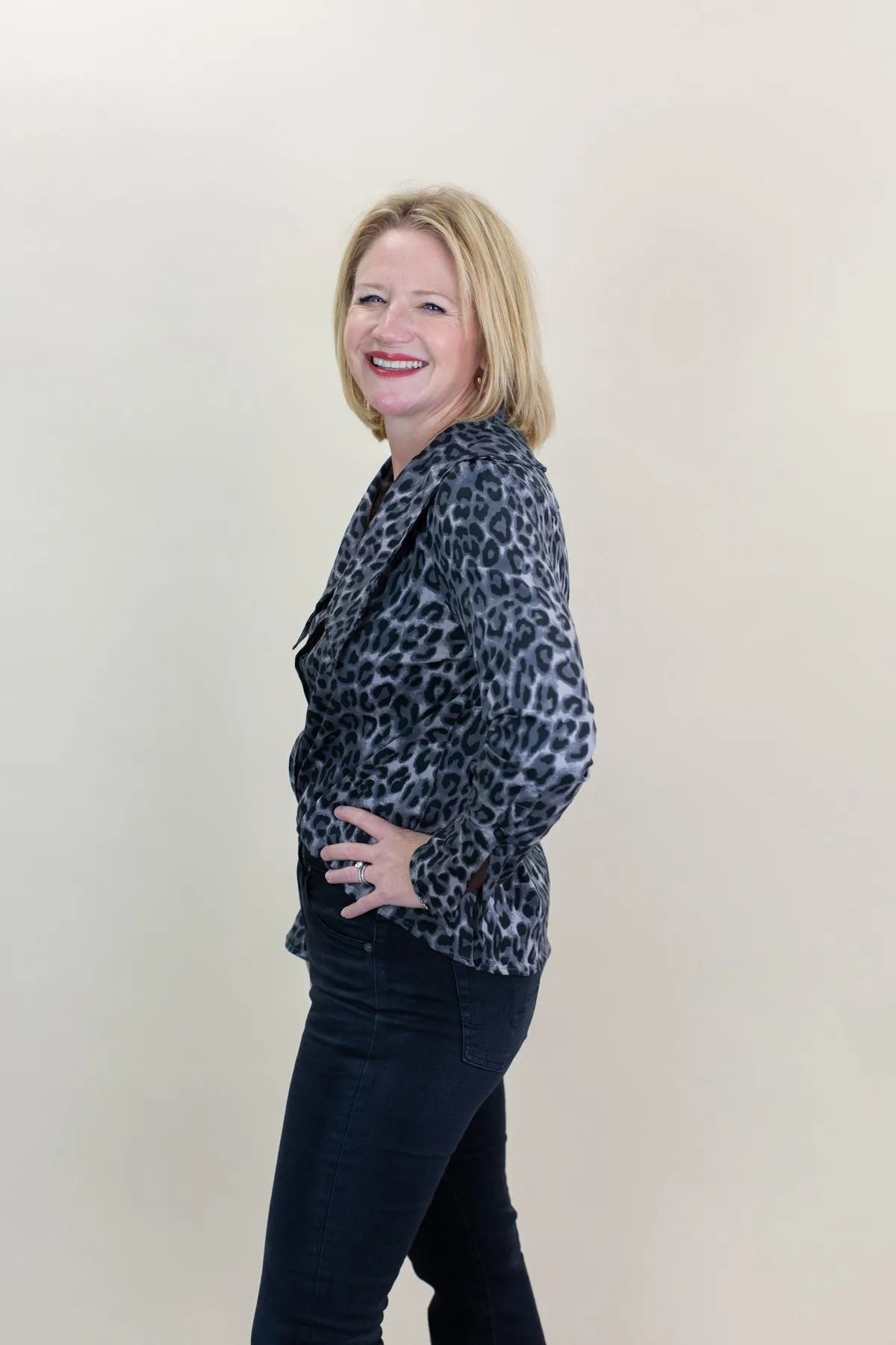 Collard Leopard Button Front Top sold by French Cuff product image thumbnail 2