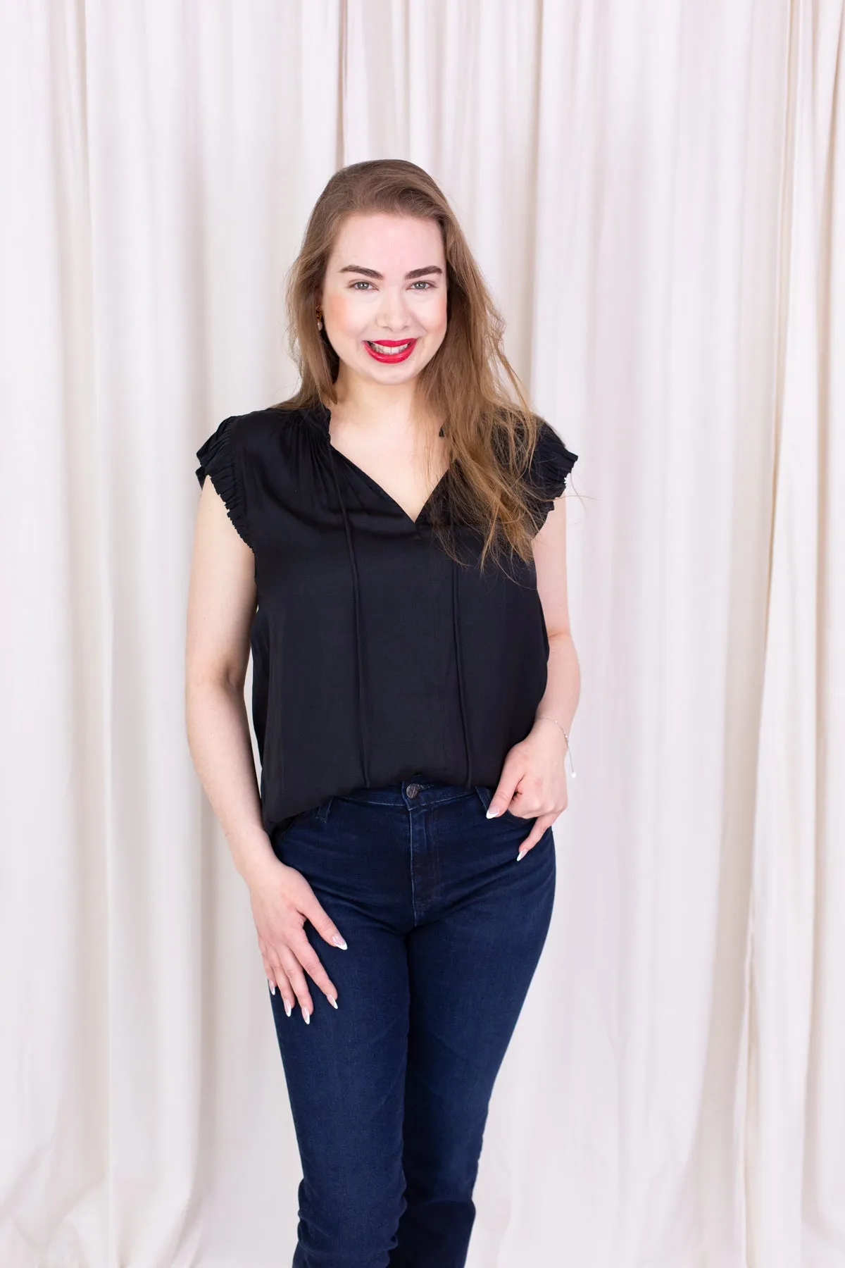 Pleated Short Sleeve Blouse sold by French Cuff