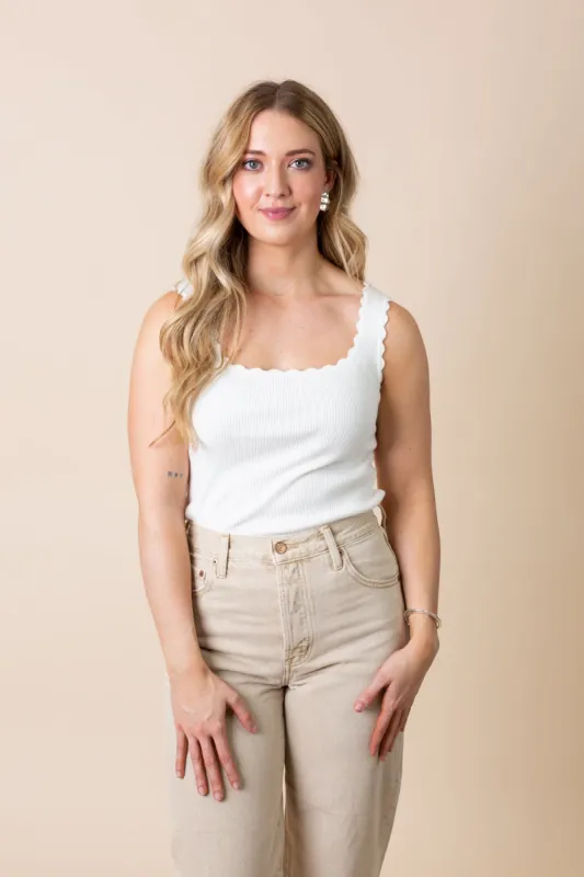 Scalloped Rib Tank Top sold by French Cuff