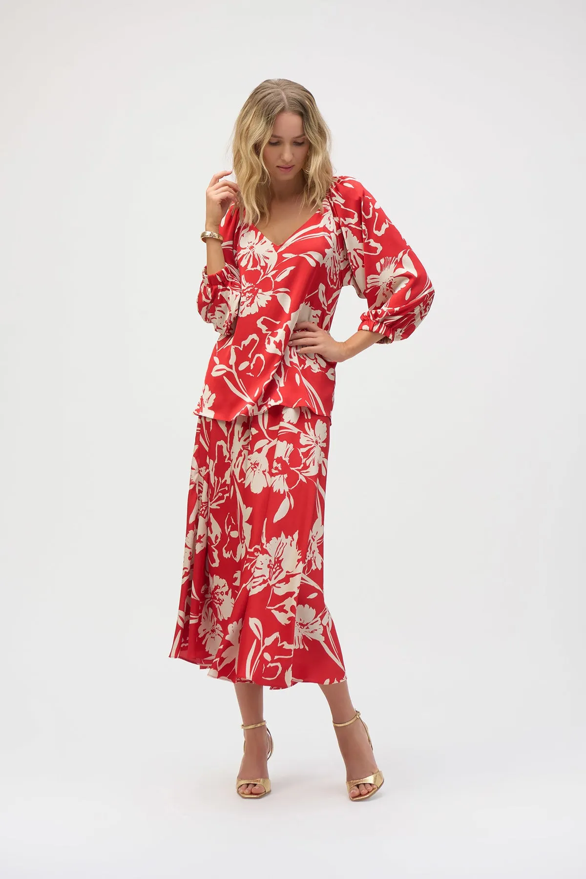 Satin Floral Print Straight Top sold by French Cuff product image thumbnail 2