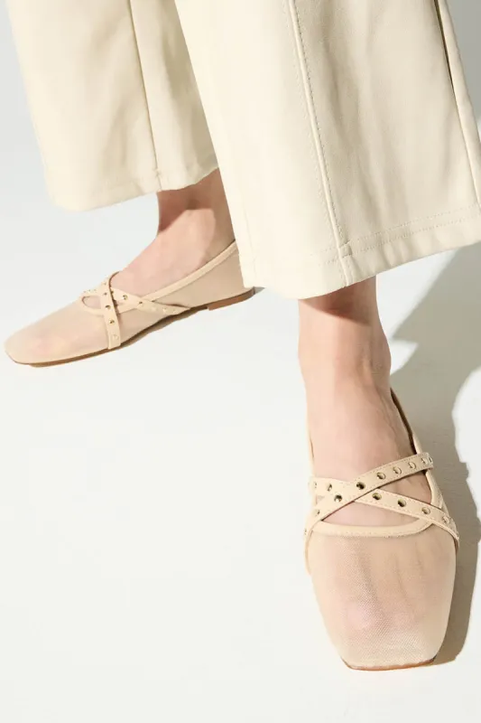 Chloe Ballet Flat in Nude Mesh sold by French Cuff