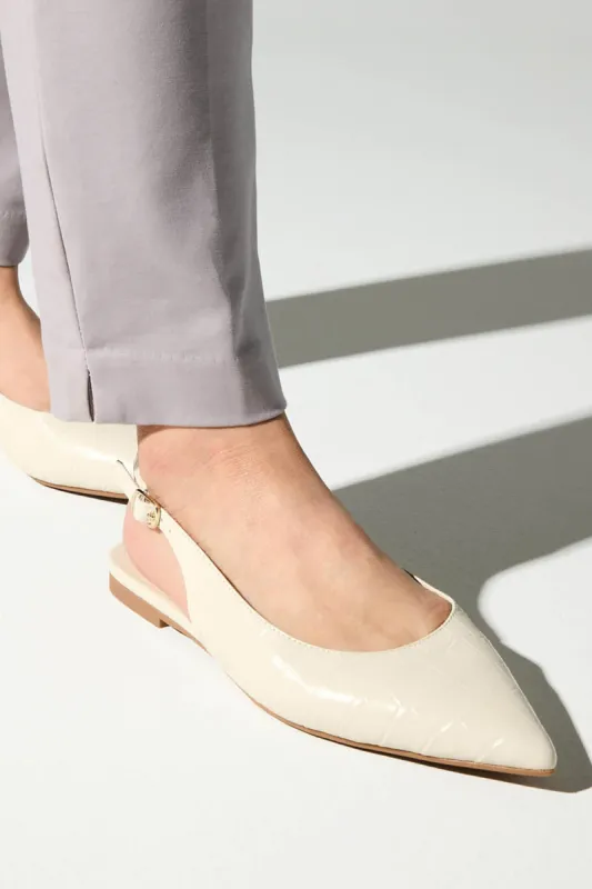 Vera Slingback Flat in Bone Croc sold by French Cuff