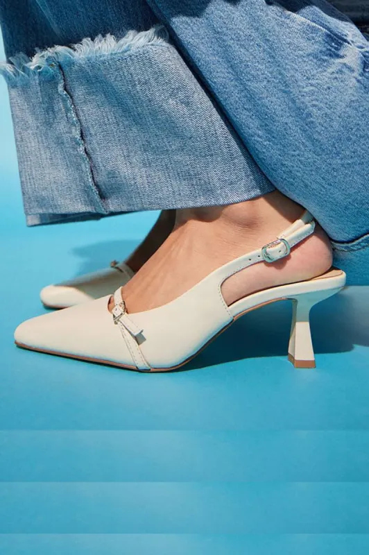 Kate Slingback Pumps in Bone Leather sold by French Cuff