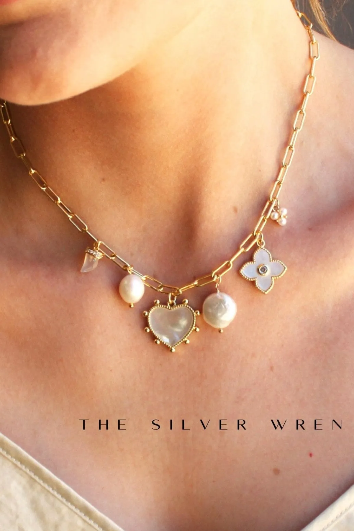 Pearl Multi Charm Necklace sold by French Cuff