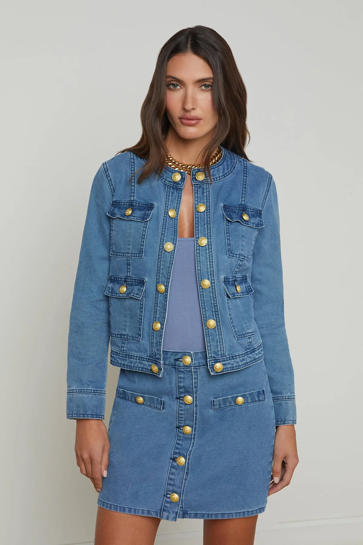 Yari Collarless Jacket sold by French Cuff