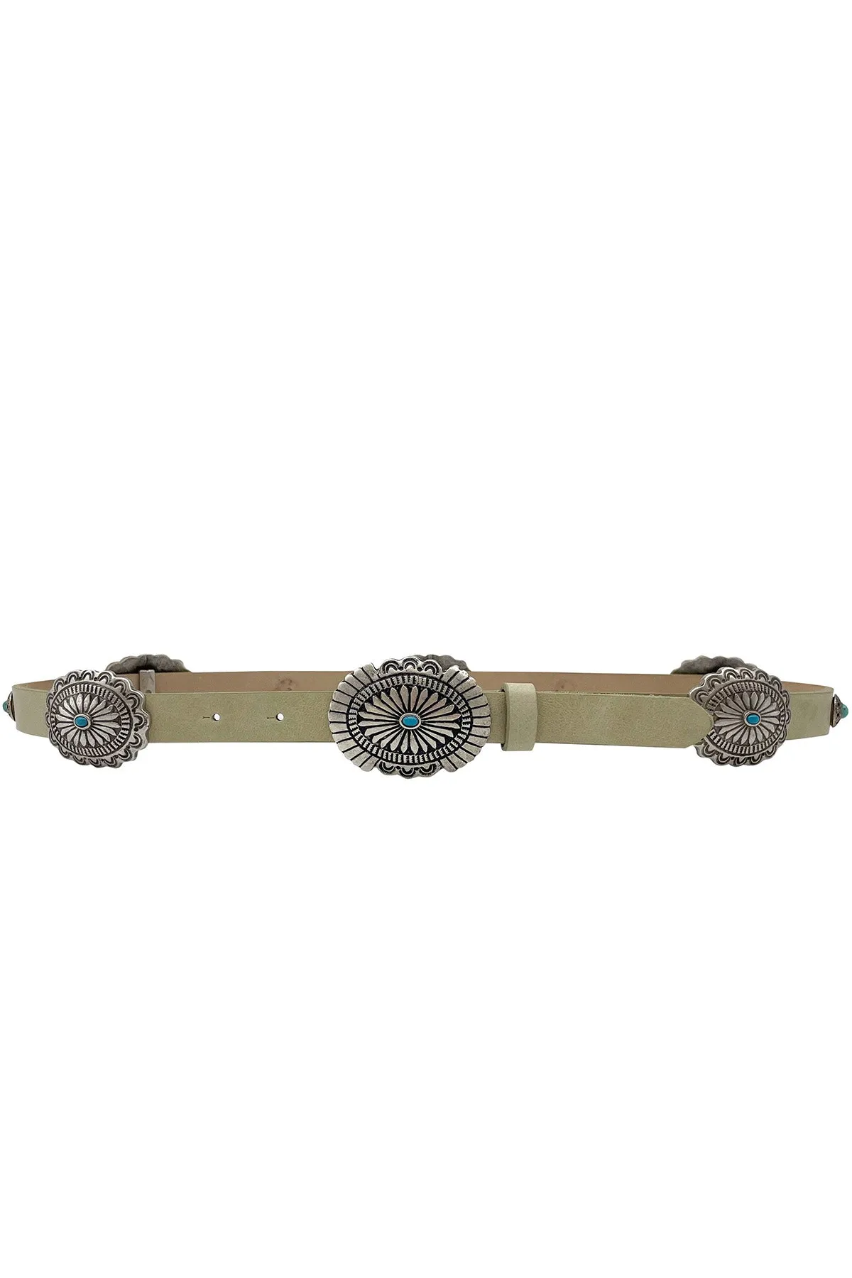 Bone with Silver Conchos Belt sold by French Cuff