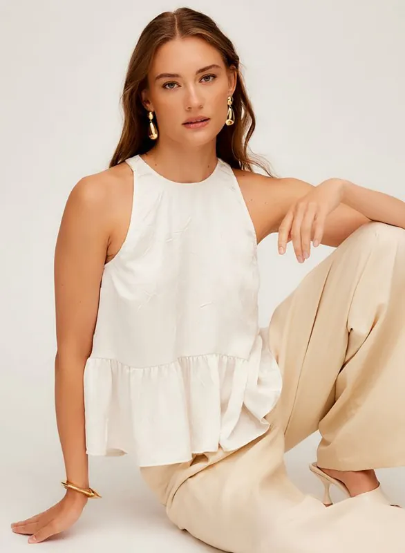 Floren Ruffle Hem Halter Top sold by French Cuff