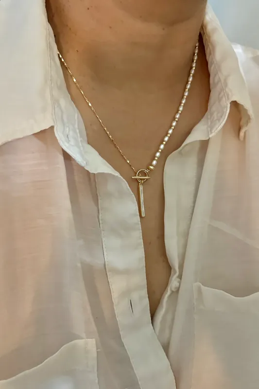 Mother of Pearl Toggle Necklace sold by French Cuff